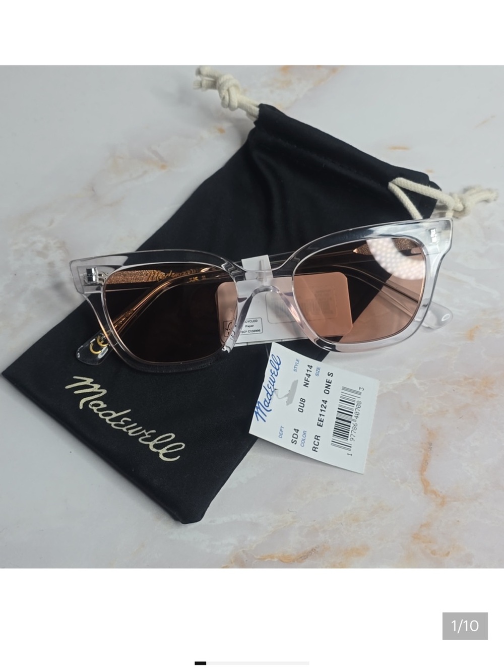 Madewell Clear Cat-Eye Sunglasses with Pink Lenses
